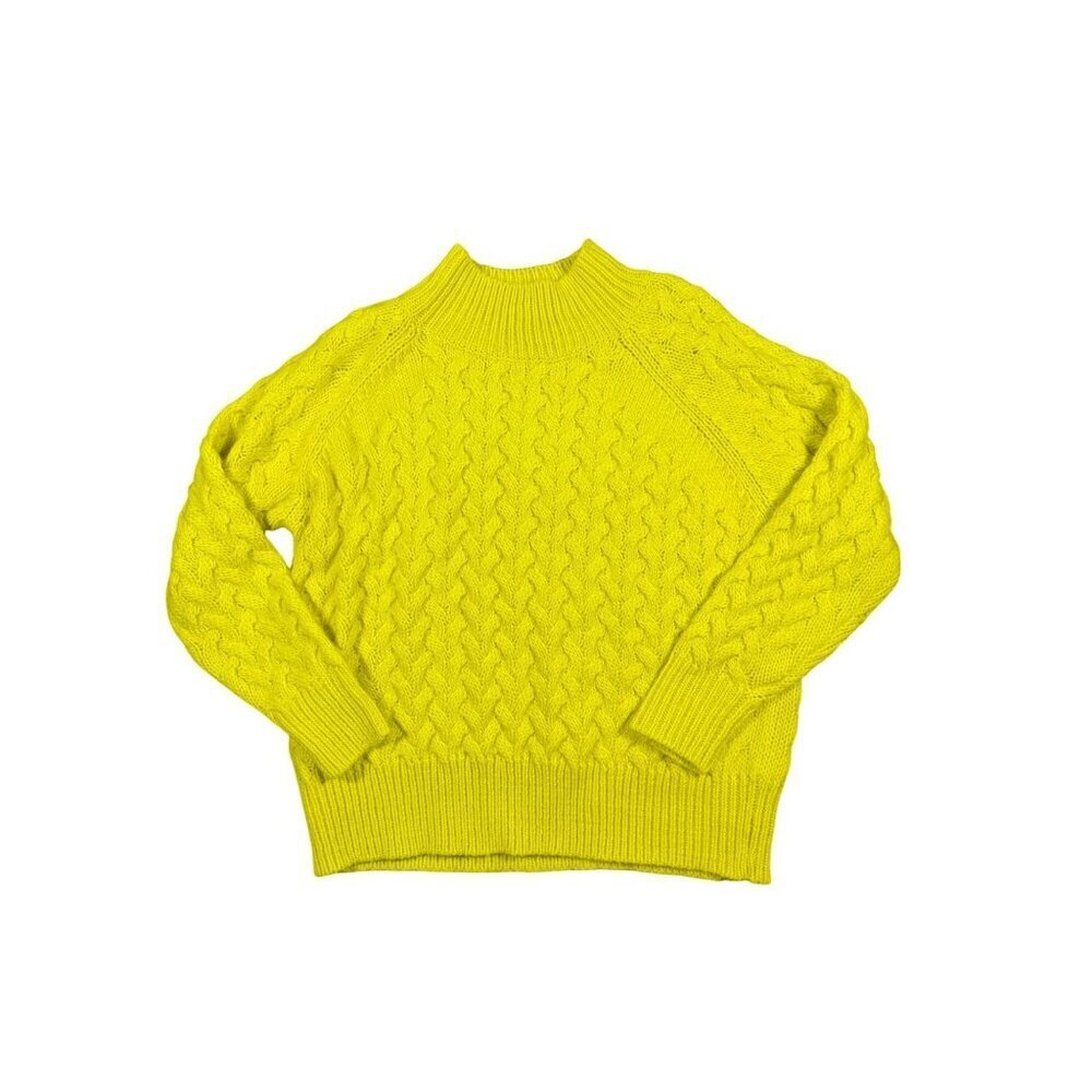French Connection Women's Glinka Mockneck Sweater Wool Alpaca Cable Knit Medium
